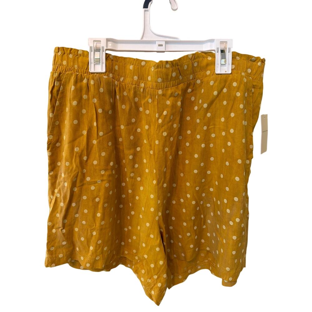 Crescent Drive Polka Dot Shorts Women's Size XL Gold Yellow Cottagecore Boho NEW